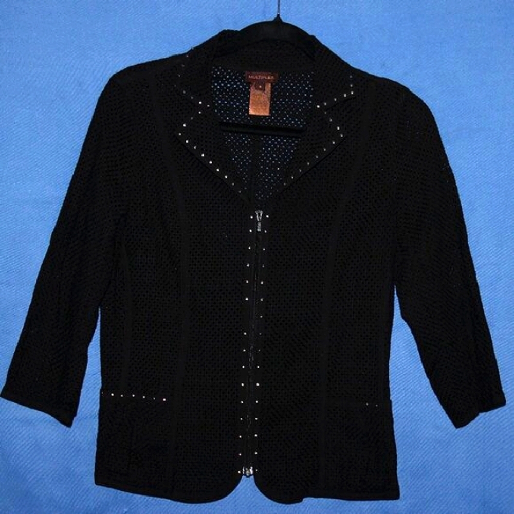 Multiples Studded Full Zip Jacket Black S